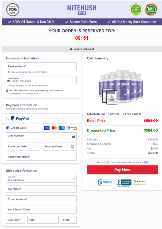 nitehushpro Official Website Secure Order Page